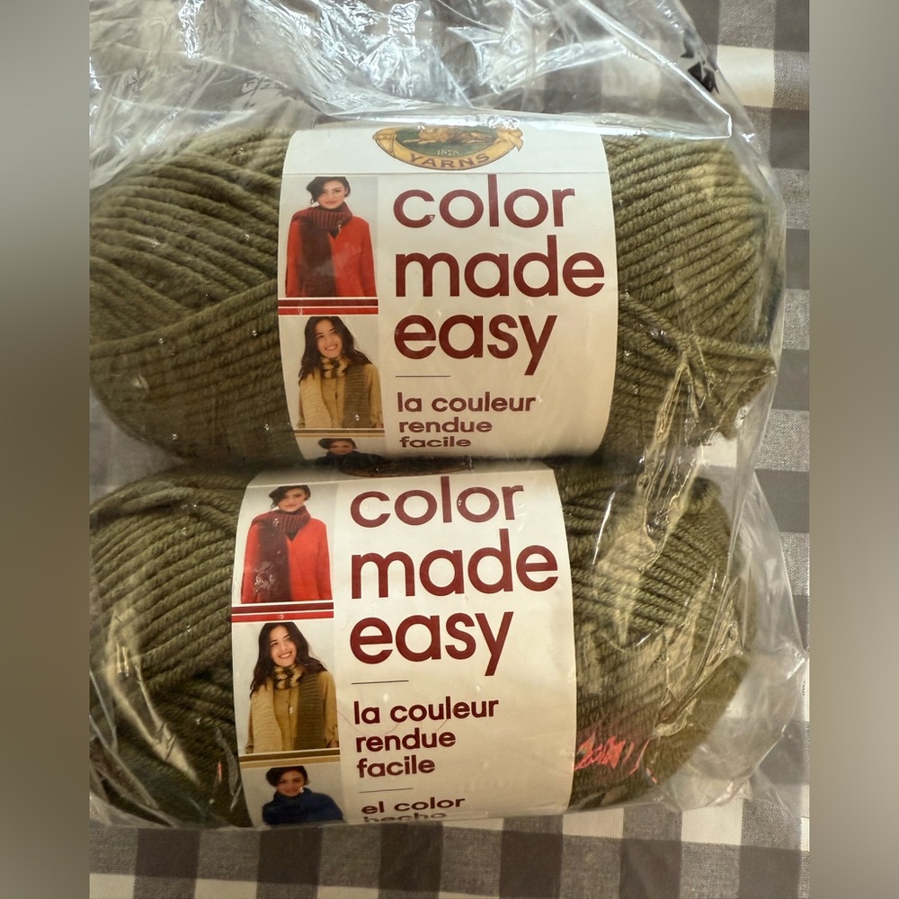NEW Lion Brand Yarn Color Made Easy Avocado Green set of 2 brand NEW with tag